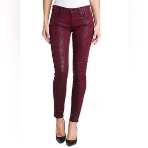 7 for all mankind Snake Skin Gloss Animal Print Skinny Jeans